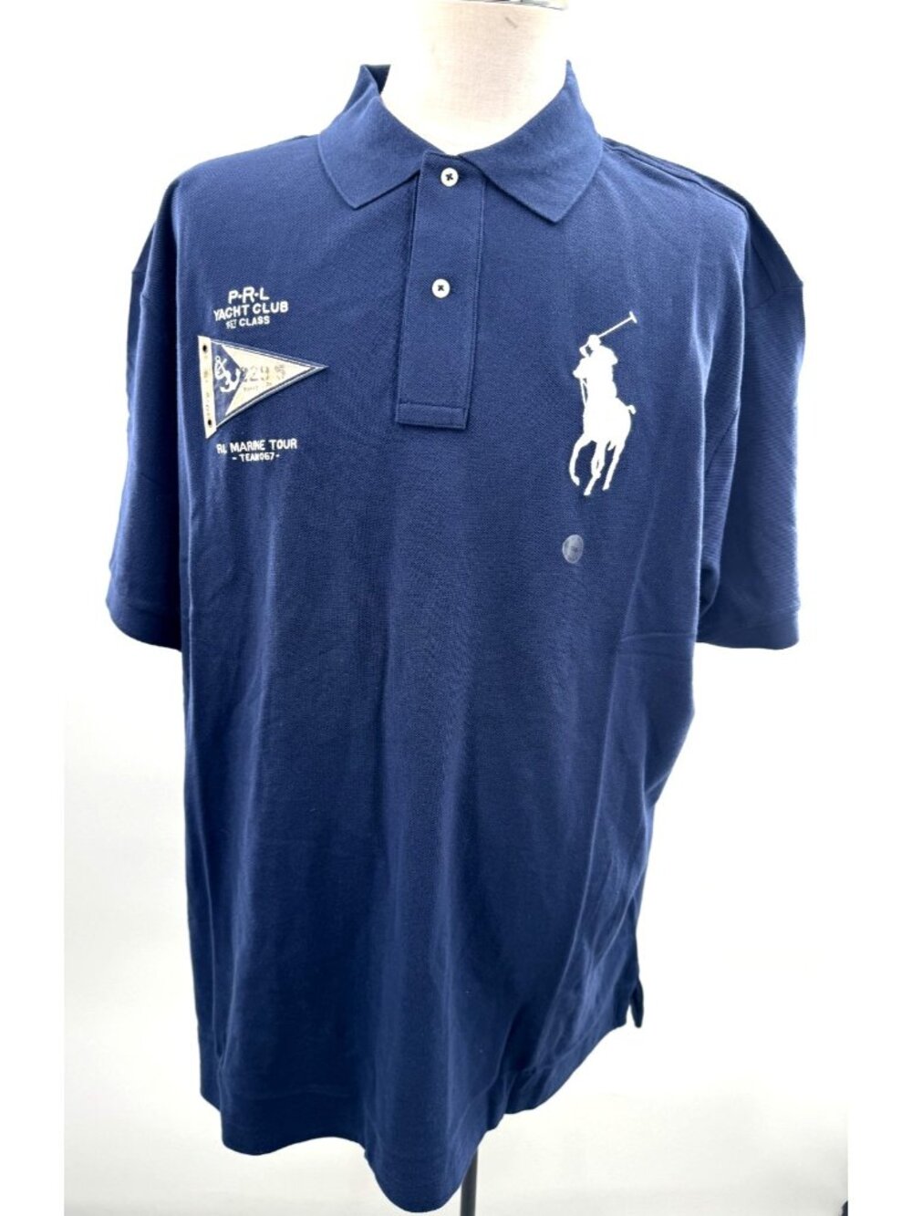 New Ralph Lauren PRL Yacht Club Marine Tour Team 067 Blue Polo Shirt Sz 2XB